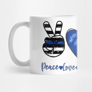 Peace Love Back The Blue USA Flag Mug